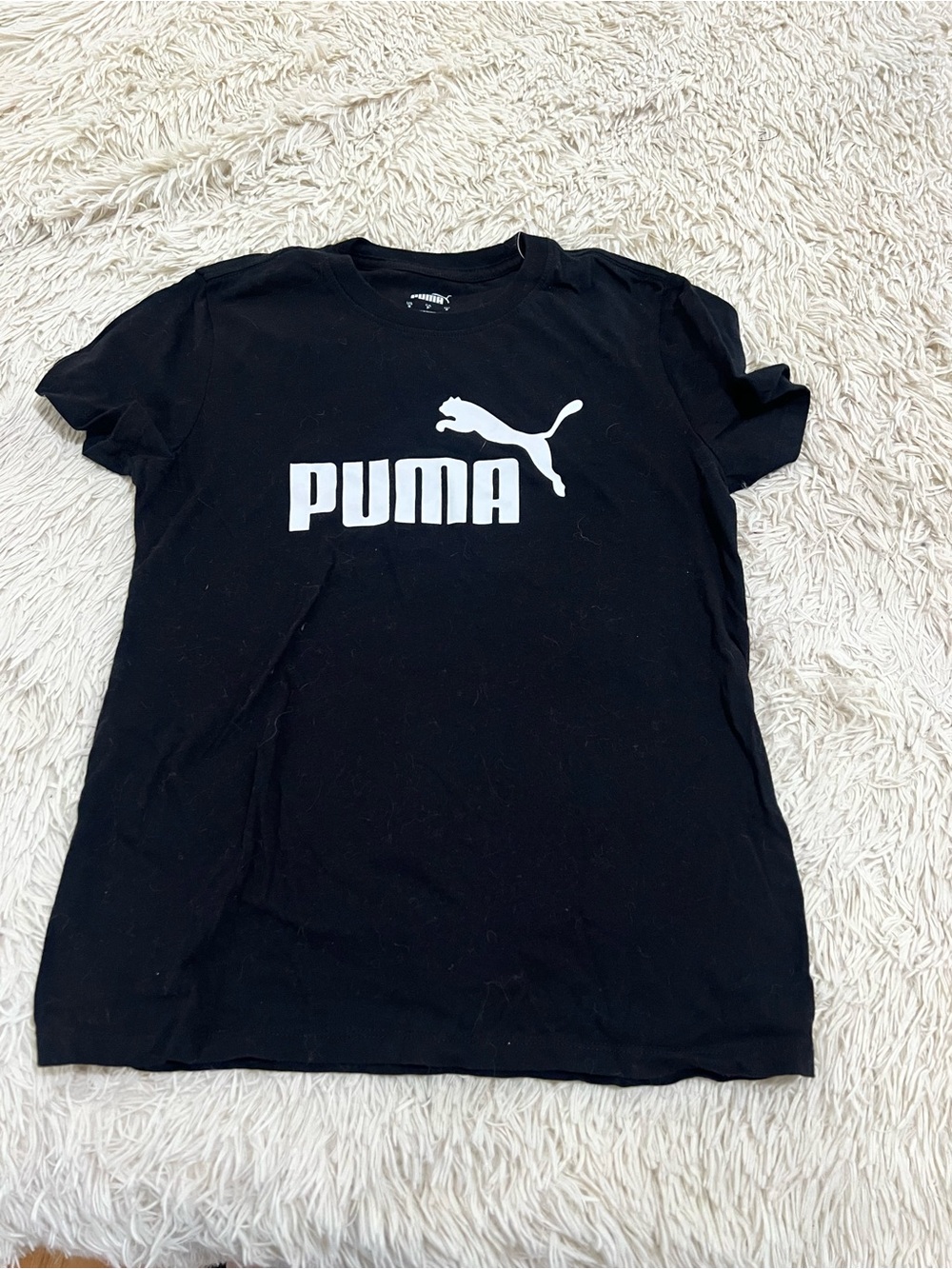 Puma Black Tee with White Logo - Short Sleeve